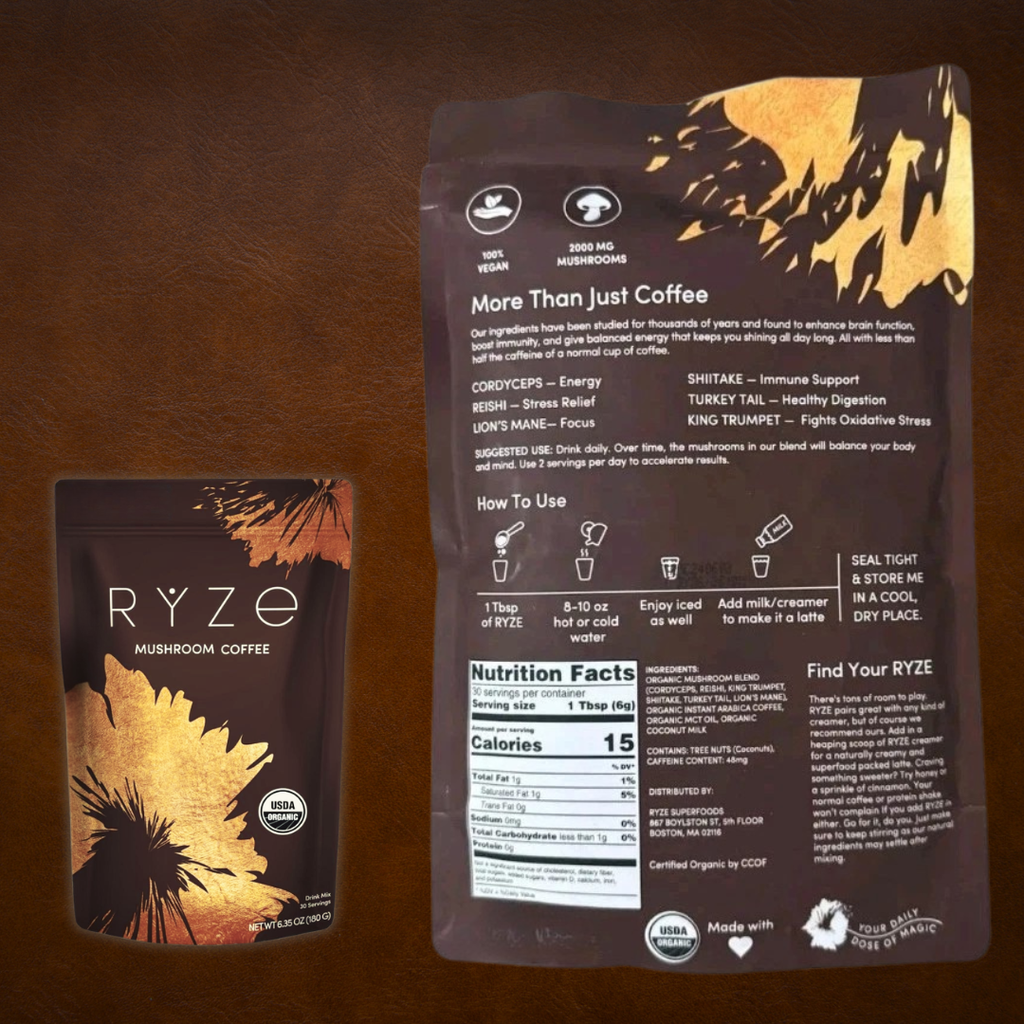 Organic Mushroom Mental Focus Brain Energy Coffee Supplement