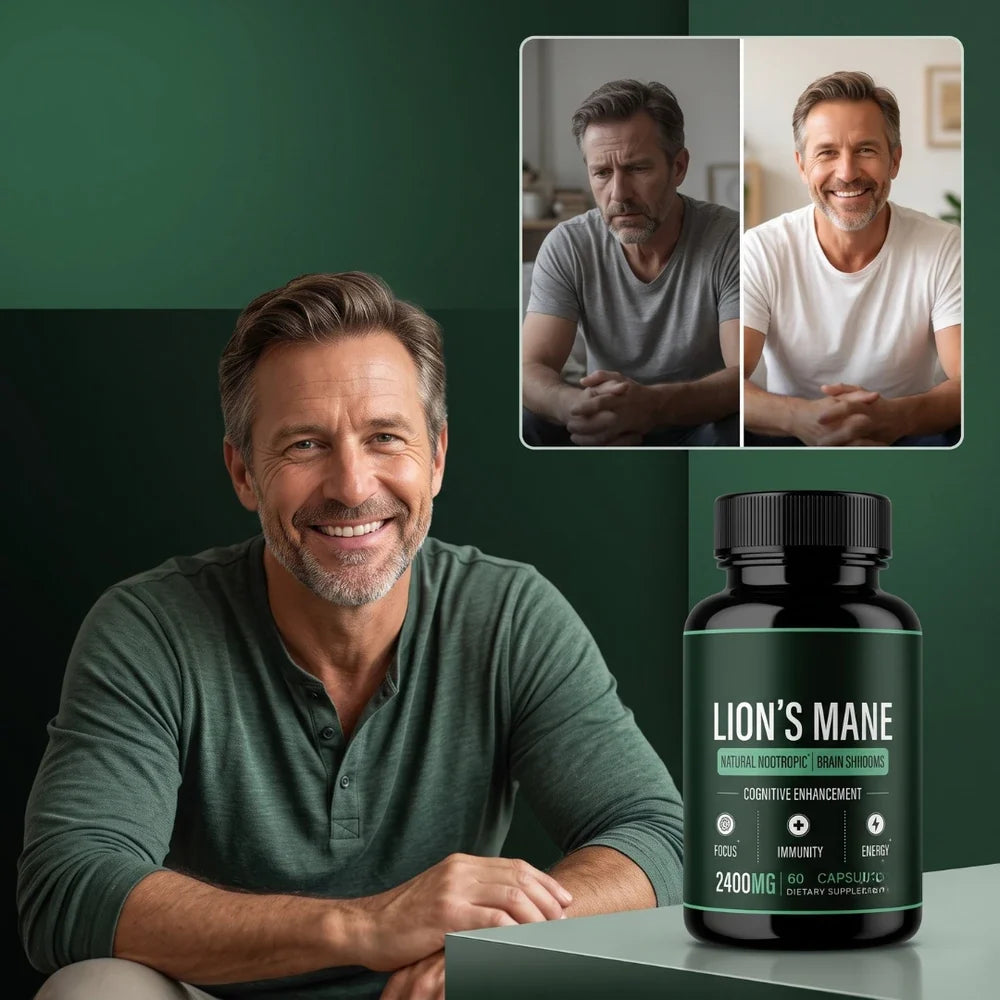 Lion's Mane Brain Shrooms Memory Focus Supplement