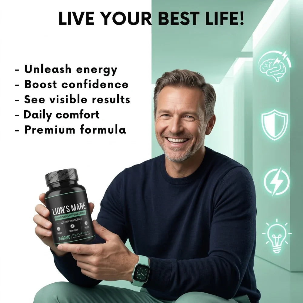 Lion's Mane Brain Shrooms Memory Focus Supplement