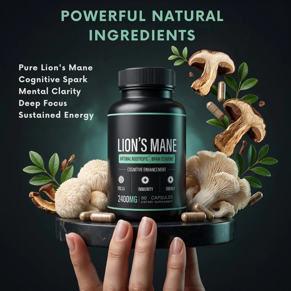 Lion's Mane Brain Shrooms Memory Focus Supplement
