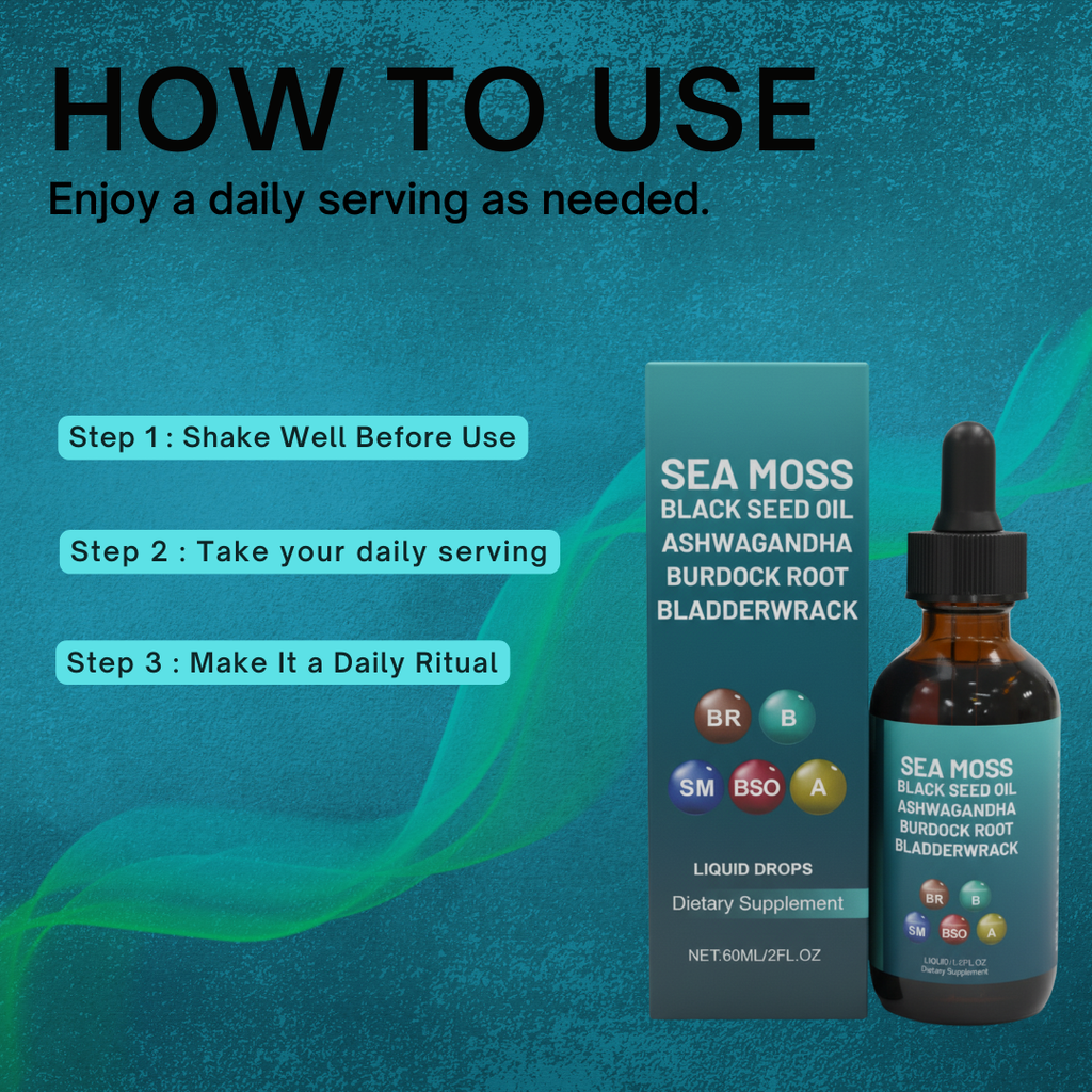 Sea Moss Liquid Drops Stamina Vitality Supplement