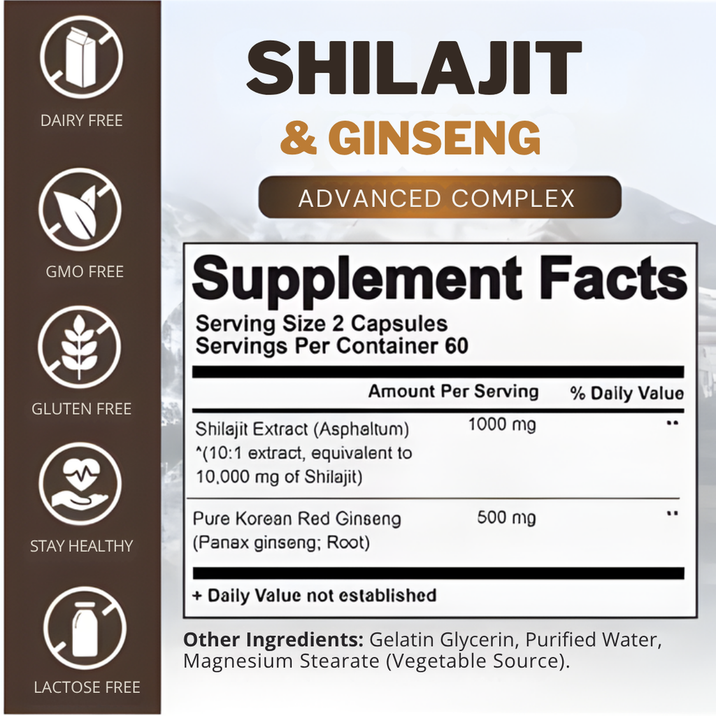 Shilajit Ginseng Stamina Vitality Supplement