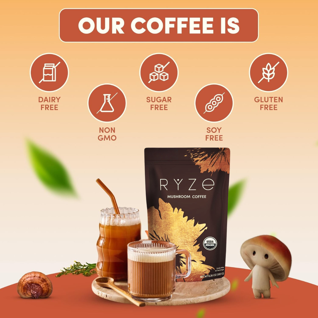 Organic Mushroom Mental Focus Brain Energy Coffee Supplement