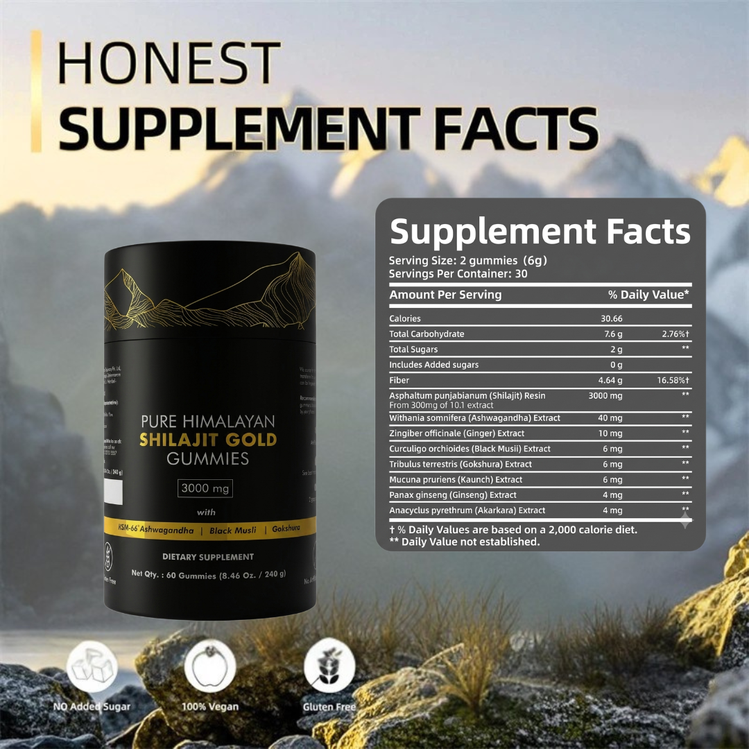 Pure Shilajit Vitality Gummies Supplement